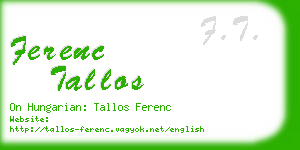 ferenc tallos business card